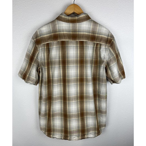 Carhartt Men's Size Large Brown Plaid Relaxed Fit Button Up Short Sleeve Shirt - Picture 5 of 7